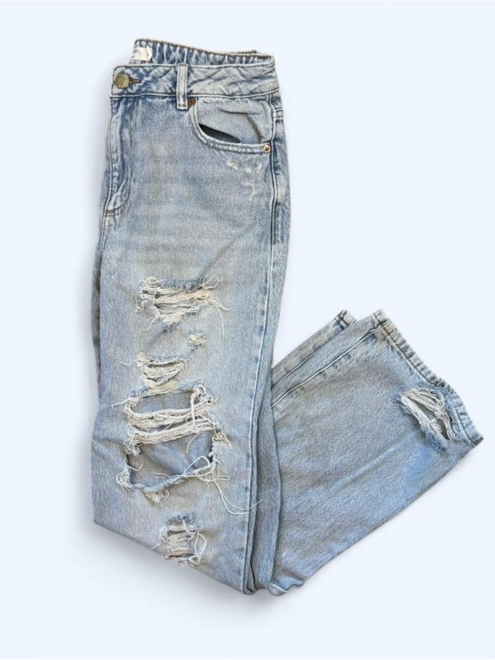 Garage Light Blue Distressed Straight Leg Jeans